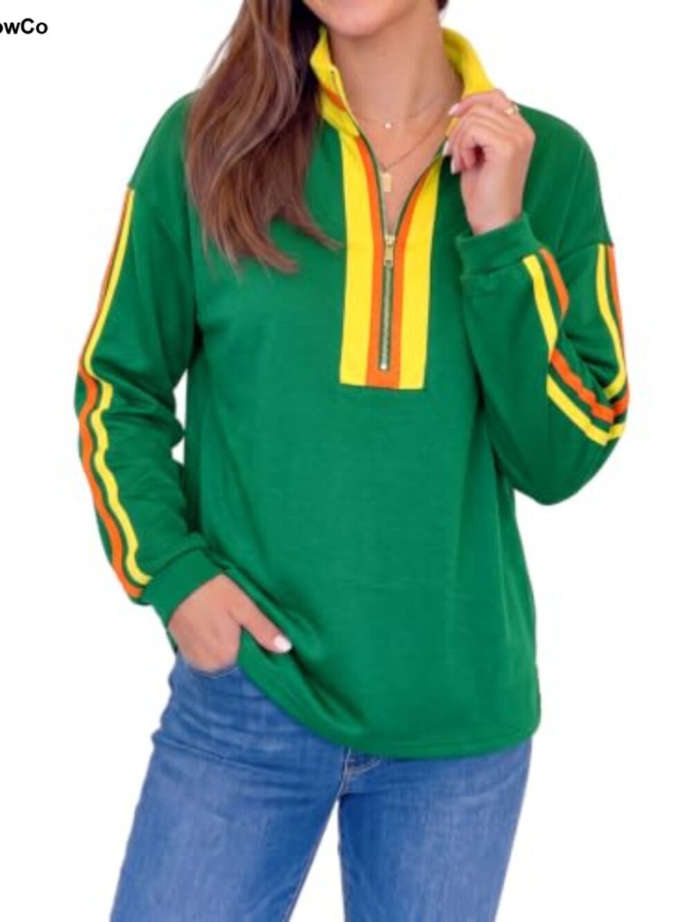Half Zip Mock Neck Sweatshirt Pullover Soft Stretch Knit Women